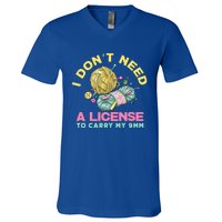 I Don't Need A License To Carry My 9mm Funny Gift Crocheting Lover Cool Gift V-Neck T-Shirt