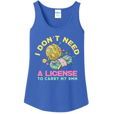 I Don't Need A License To Carry My 9mm Funny Gift Crocheting Lover Cool Gift Ladies Essential Tank