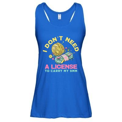 I Don't Need A License To Carry My 9mm Funny Gift Crocheting Lover Cool Gift Ladies Essential Flowy Tank