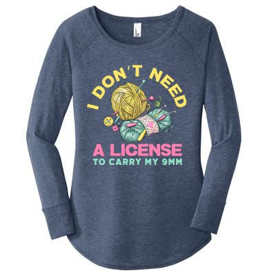 I Don't Need A License To Carry My 9mm Funny Gift Crocheting Lover Cool Gift Women's Perfect Tri Tunic Long Sleeve Shirt