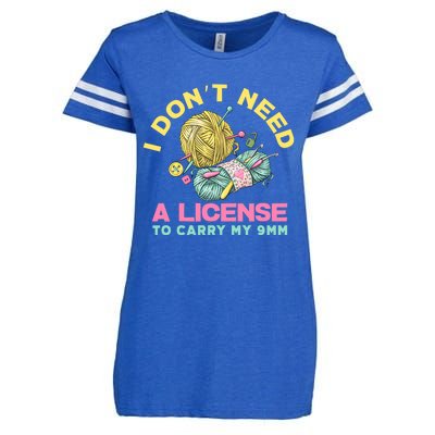 I Don't Need A License To Carry My 9mm Funny Gift Crocheting Lover Cool Gift Enza Ladies Jersey Football T-Shirt