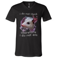 I Do Not Think Therefore I Do Not Am Possum Space V-Neck T-Shirt