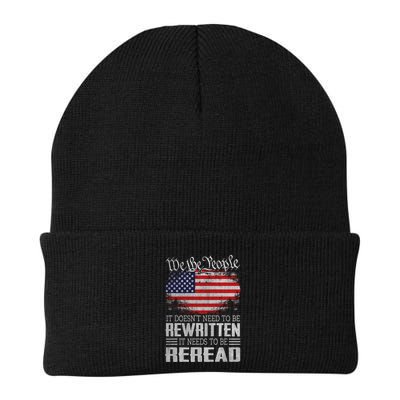 It Doesnt Need To Be Rewritten It Needs To Be Reread Us Flag Constitution Knit Cap Winter Beanie