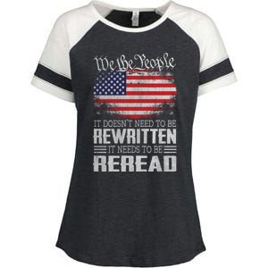 It Doesnt Need To Be Rewritten It Needs To Be Reread Us Flag Constitution Enza Ladies Jersey Colorblock Tee