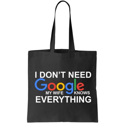 I Don't Need Google My Wife Knows Everything Bag