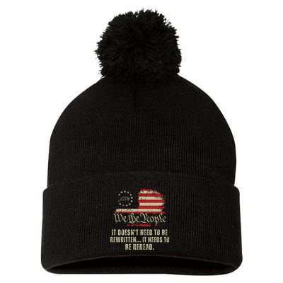 It Doesnt Need To Be Rewritten Constitution We The People Pom Pom 12in Knit Beanie