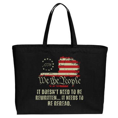 It Doesnt Need To Be Rewritten Constitution We The People Cotton Canvas Jumbo Tote