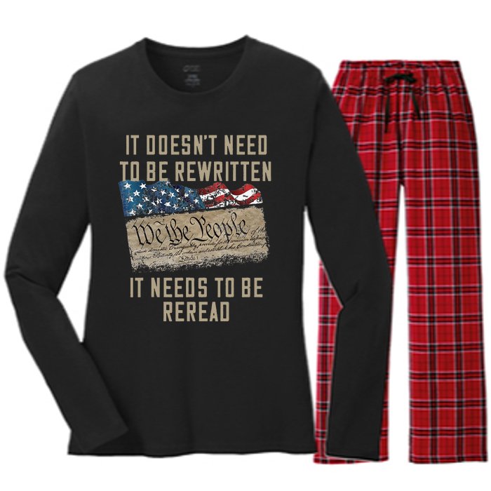 It Doesn't Need To Be Rewritten It Needs to be Reread Women's Long Sleeve Flannel Pajama Set 