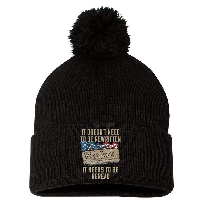 It Doesn't Need To Be Rewritten It Needs to be Reread Pom Pom 12in Knit Beanie