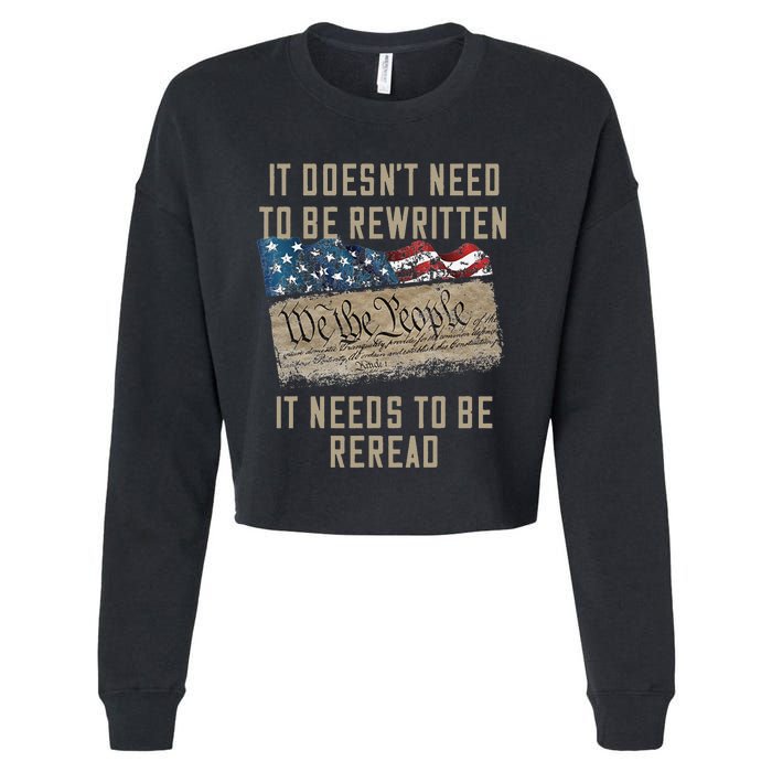 It Doesn't Need To Be Rewritten It Needs to be Reread Cropped Pullover Crew