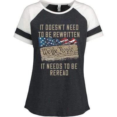 It Doesn't Need To Be Rewritten It Needs to be Reread Enza Ladies Jersey Colorblock Tee