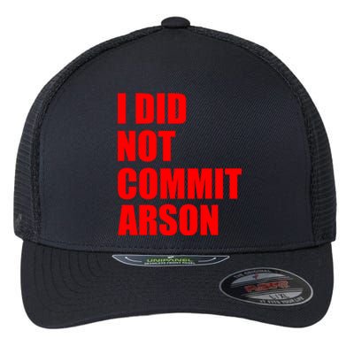 I Did Not Commit Arson Red Logo Flexfit Unipanel Trucker Cap