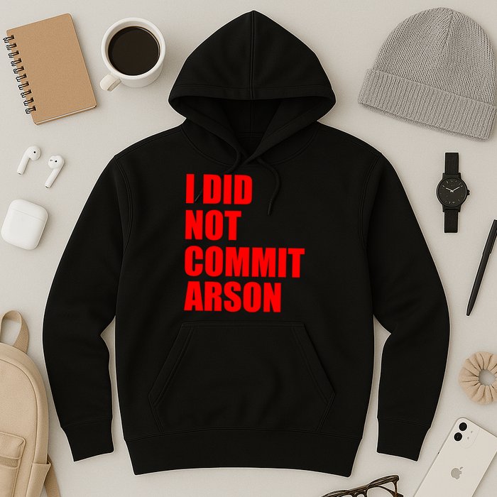 I Did Not Commit Arson Red Logo Hoodie