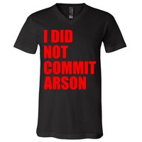 I Did Not Commit Arson Red Logo V-Neck T-Shirt