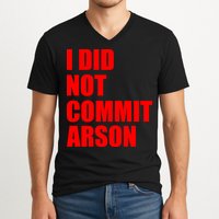 I Did Not Commit Arson Red Logo V-Neck T-Shirt