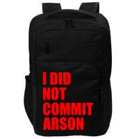 I Did Not Commit Arson Red Logo Impact Tech Backpack