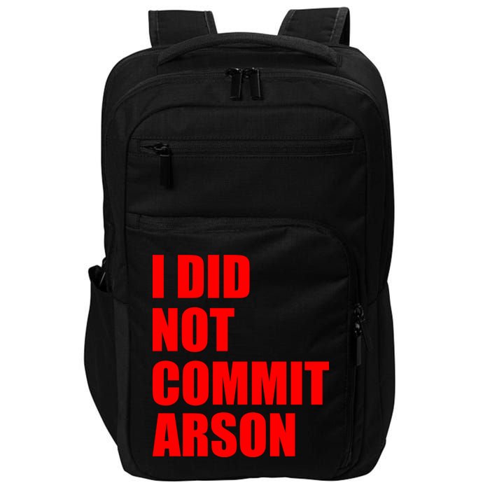 I Did Not Commit Arson Red Logo Impact Tech Backpack