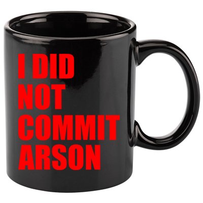 I Did Not Commit Arson Red Logo 11oz C Handle Ceramic Mug