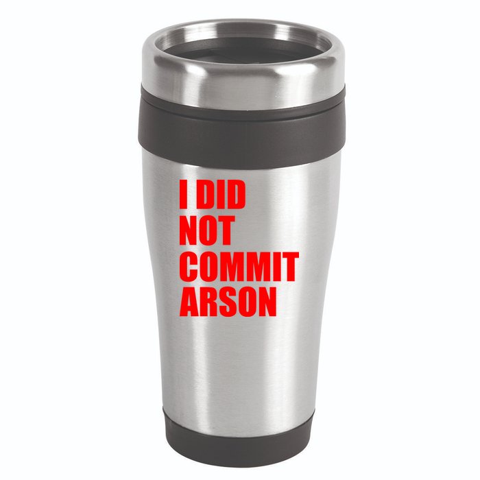 I Did Not Commit Arson Red Logo 16oz Travel Tumbler