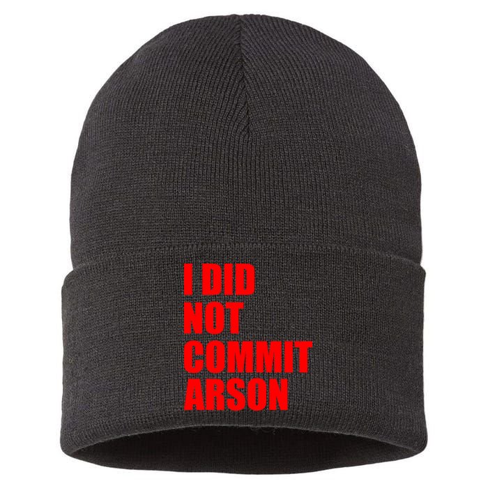I Did Not Commit Arson Red Logo Sustainable Knit Beanie