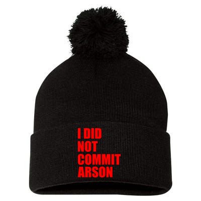 I Did Not Commit Arson Red Logo Pom Pom 12in Knit Beanie