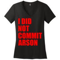 I Did Not Commit Arson Red Logo Women's V-Neck T-Shirt