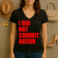 I Did Not Commit Arson Red Logo Women's V-Neck T-Shirt