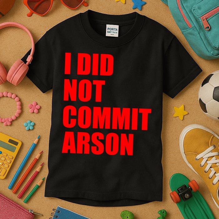 I Did Not Commit Arson Red Logo Kids T-Shirt