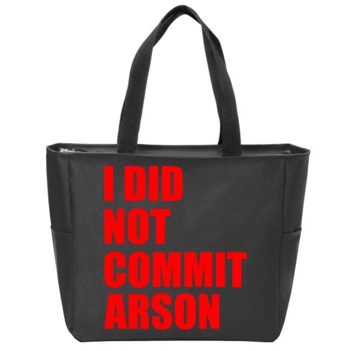 I Did Not Commit Arson Red Logo Zip Tote Bag
