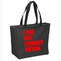 I Did Not Commit Arson Red Logo Zip Tote Bag