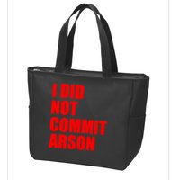I Did Not Commit Arson Red Logo Zip Tote Bag