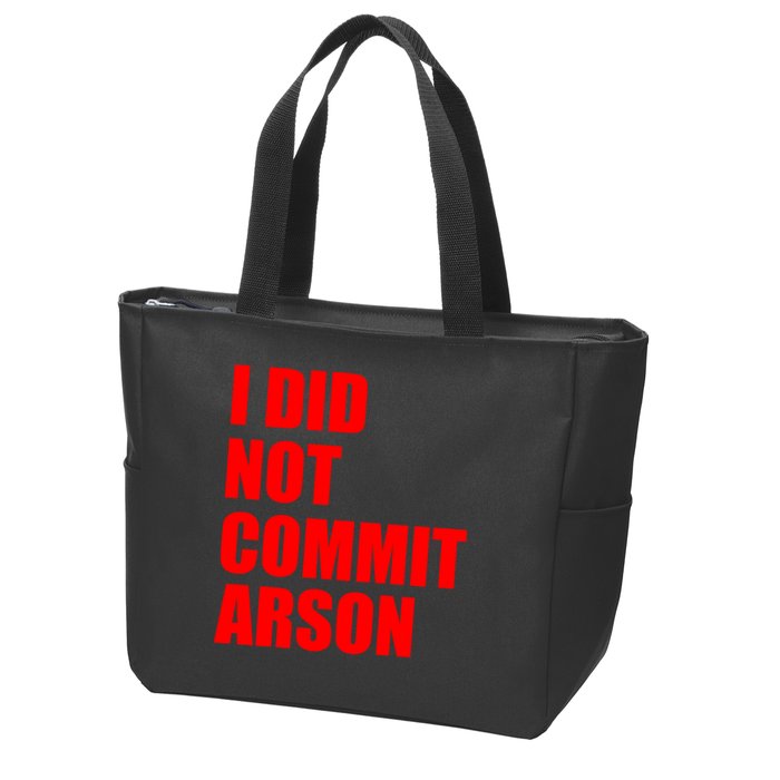 I Did Not Commit Arson Red Logo Zip Tote Bag