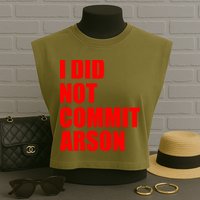 I Did Not Commit Arson Red Logo Garment-Dyed Women's Muscle Tee