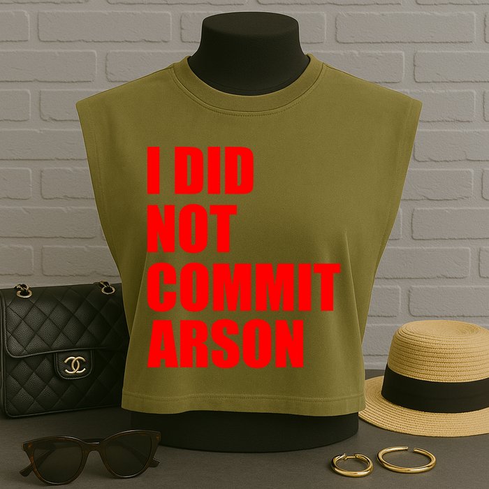 I Did Not Commit Arson Red Logo Garment-Dyed Women's Muscle Tee