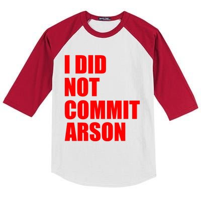 I Did Not Commit Arson Red Logo Kids Colorblock Raglan Jersey