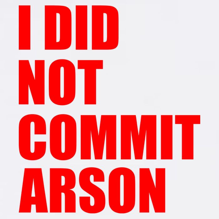 I Did Not Commit Arson Red Logo Garment-Dyed Sweatshirt