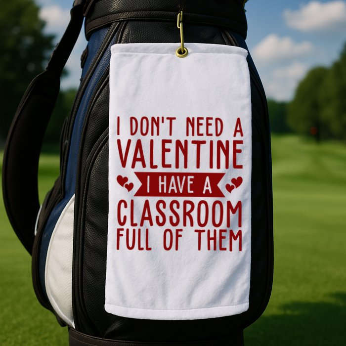 I Dont Need A Valentine I Have A Classroom Full Of Them Teacher Golf Towel