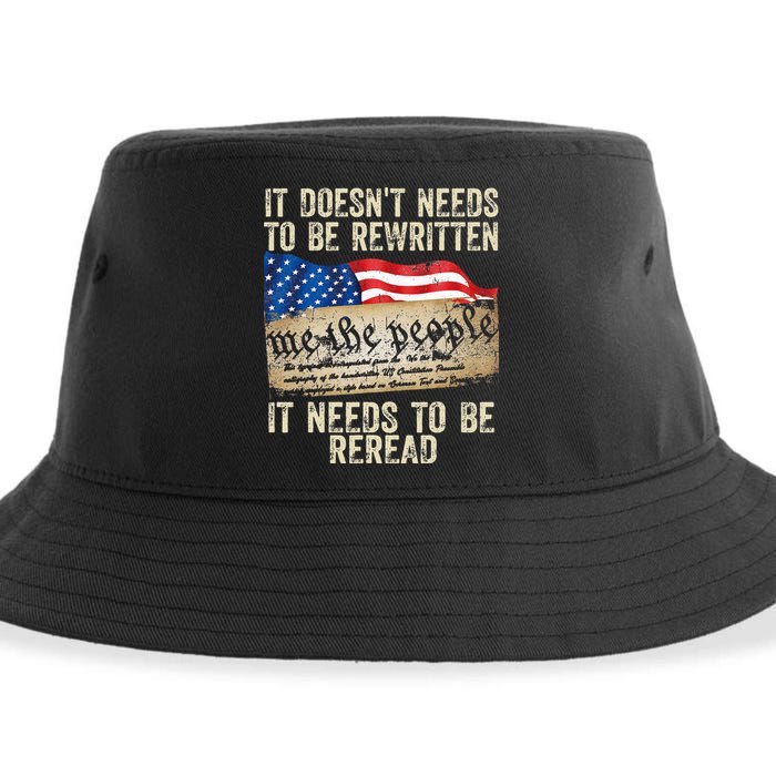 It Doesnt Need To Be Rewritten Constitution Flag Usa Sustainable Bucket Hat