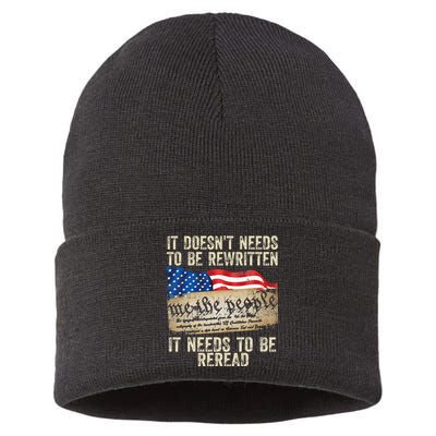 It Doesnt Need To Be Rewritten Constitution Flag Usa Sustainable Knit Beanie