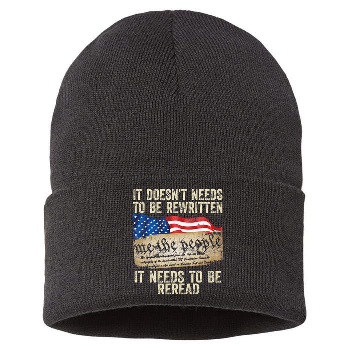 It Doesnt Need To Be Rewritten Constitution Flag Usa Sustainable Knit Beanie
