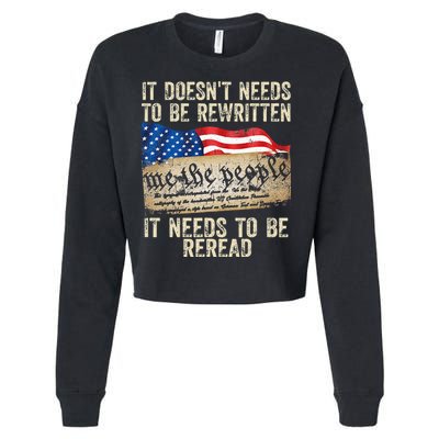 It Doesnt Need To Be Rewritten Constitution Flag Usa Cropped Pullover Crew