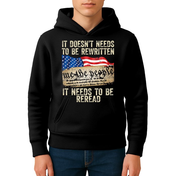 It Doesnt Need To Be Rewritten Constitution Flag Usa Kids Hoodie