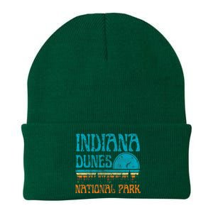 Indiana Dunes National Park Lake Michigan Retro Sunset Knit Cap Winter Beanie