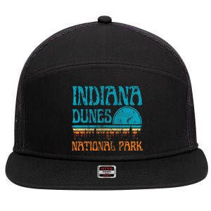 Indiana Dunes National Park Lake Michigan Retro Sunset 7 Panel Mesh Trucker Snapback Hat