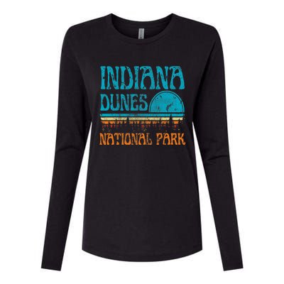 Indiana Dunes National Park Lake Michigan Retro Sunset Womens Cotton Relaxed Long Sleeve T-Shirt