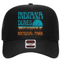 Indiana Dunes National Park Lake Michigan Retro Sunset High Crown Mesh Back Trucker Hat