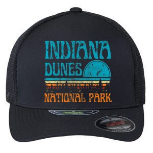 Indiana Dunes National Park Lake Michigan Retro Sunset Flexfit Unipanel Trucker Cap