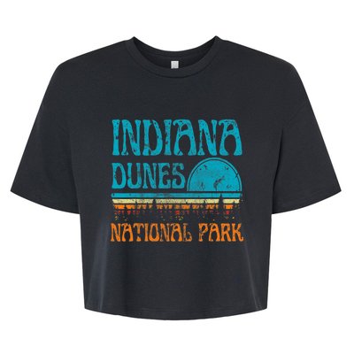 Indiana Dunes National Park Lake Michigan Retro Sunset Bella+Canvas Jersey Crop Tee