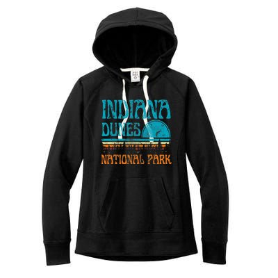 Indiana Dunes National Park Lake Michigan Retro Sunset Women's Fleece Hoodie