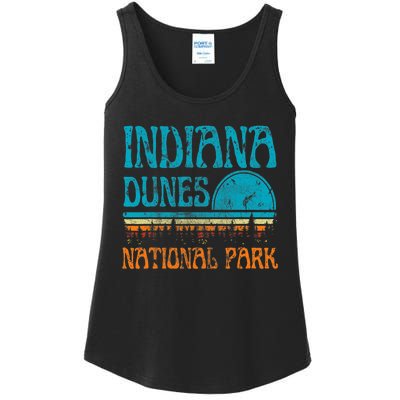 Indiana Dunes National Park Lake Michigan Retro Sunset Ladies Essential Tank